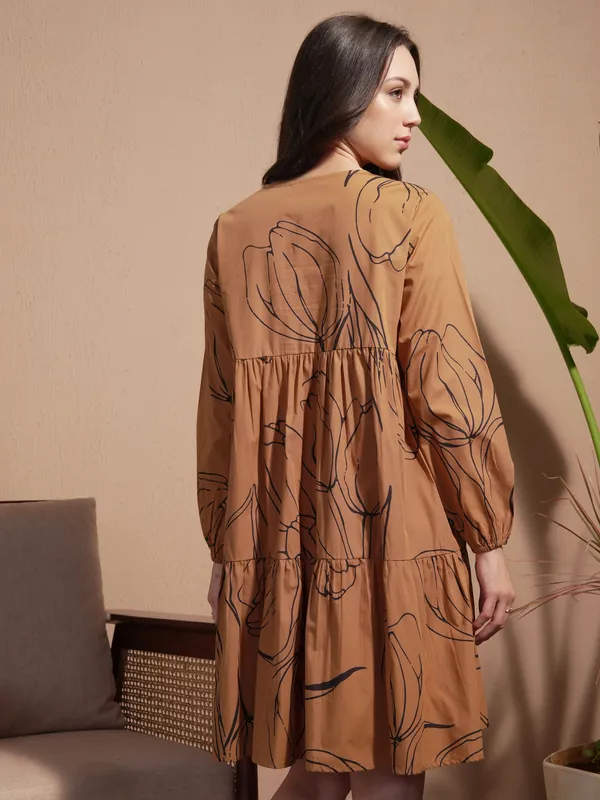 Printed Drop-Waist Dress