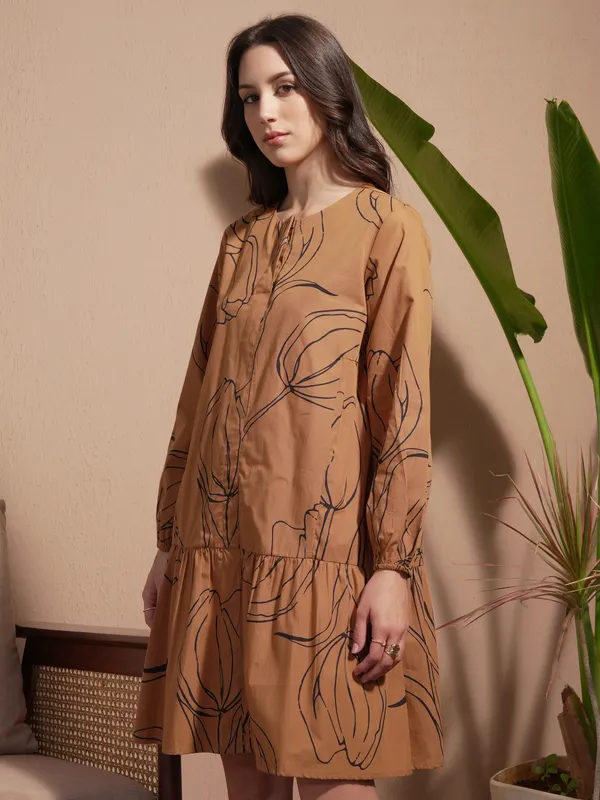 Printed Drop-Waist Dress