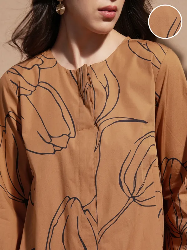 Printed Drop-Waist Dress