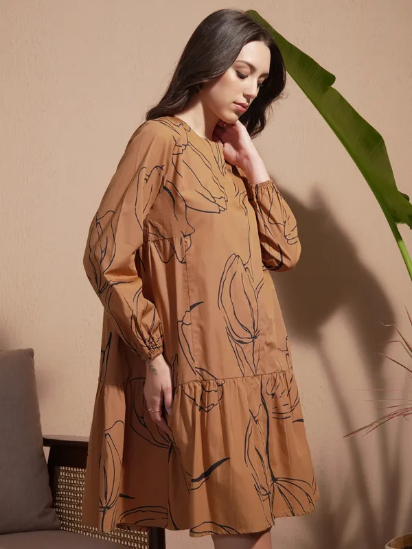 Printed Drop-Waist Dress