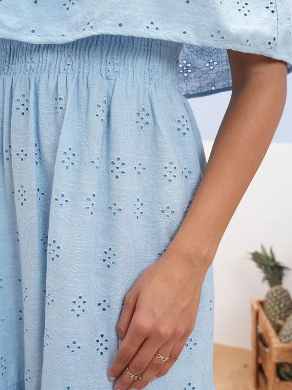 Vara By Vishudh women Blue Embroidered A-Line Dress