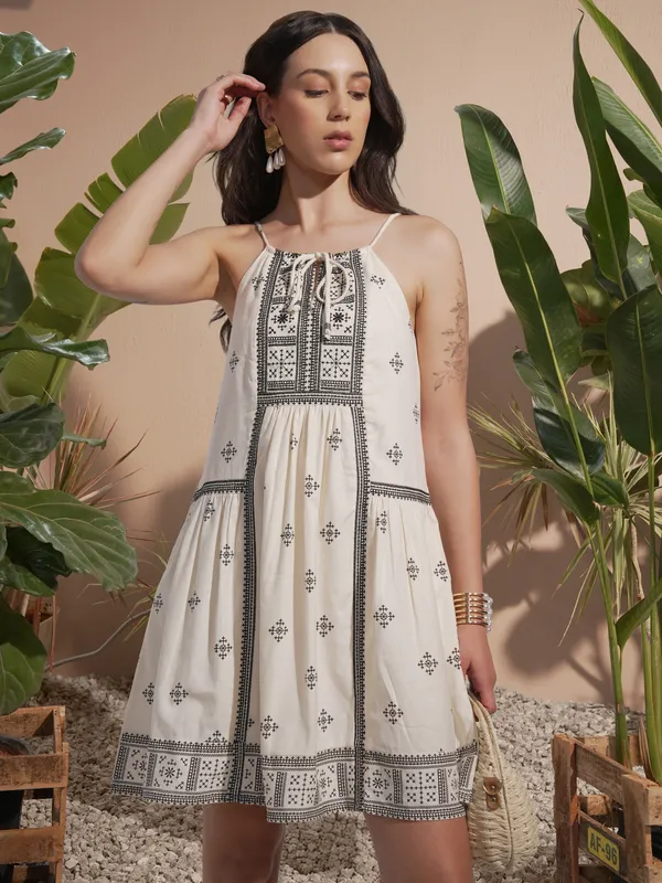 Embroidered A-Line Dress