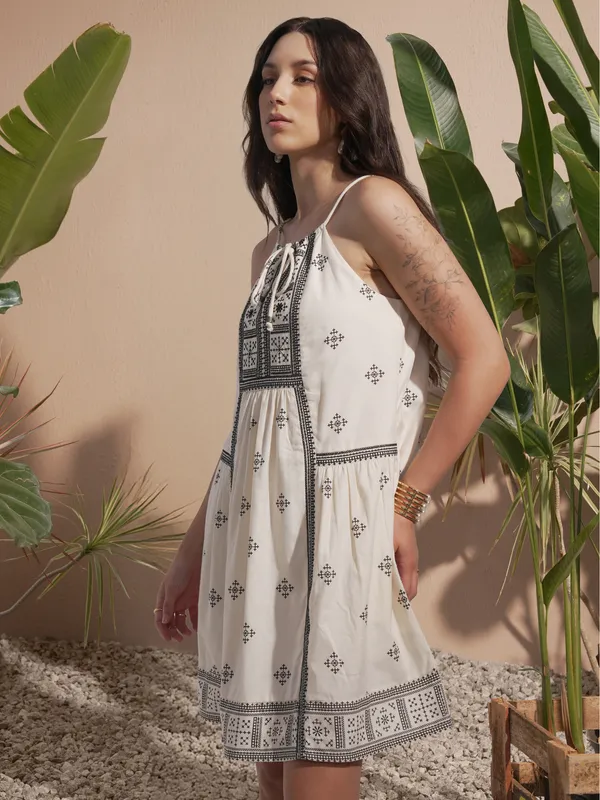 Embroidered A-Line Dress