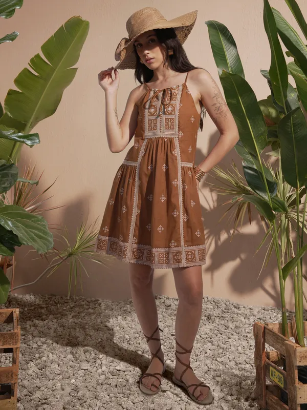 Embroidered A-Line Dress