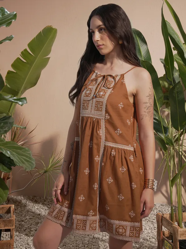 Embroidered A-Line Dress