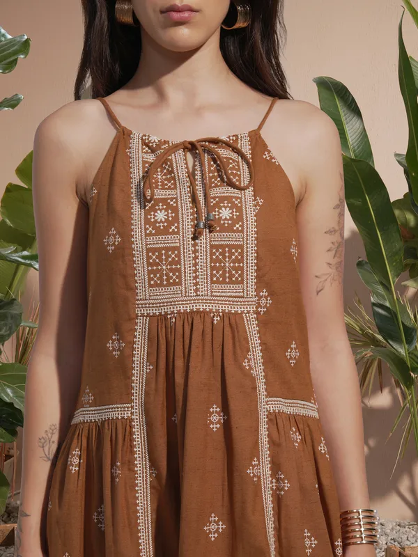 Embroidered A-Line Dress