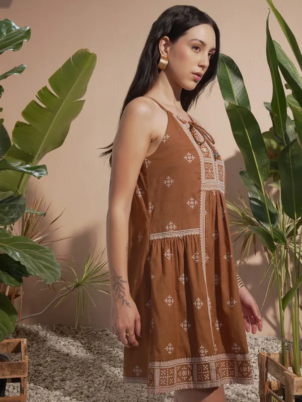 Embroidered A-Line Dress