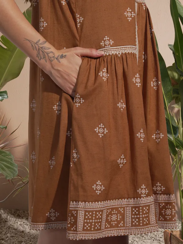 Embroidered A-Line Dress