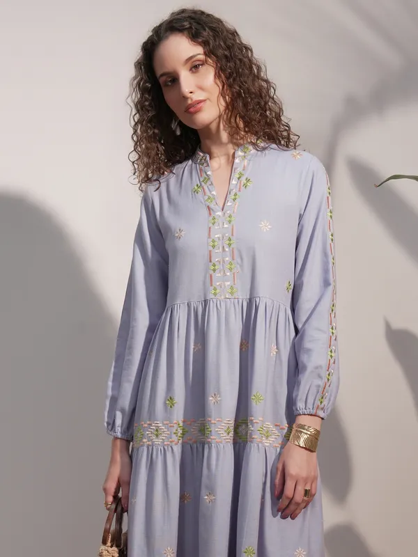 Embroidered A-Line Dress