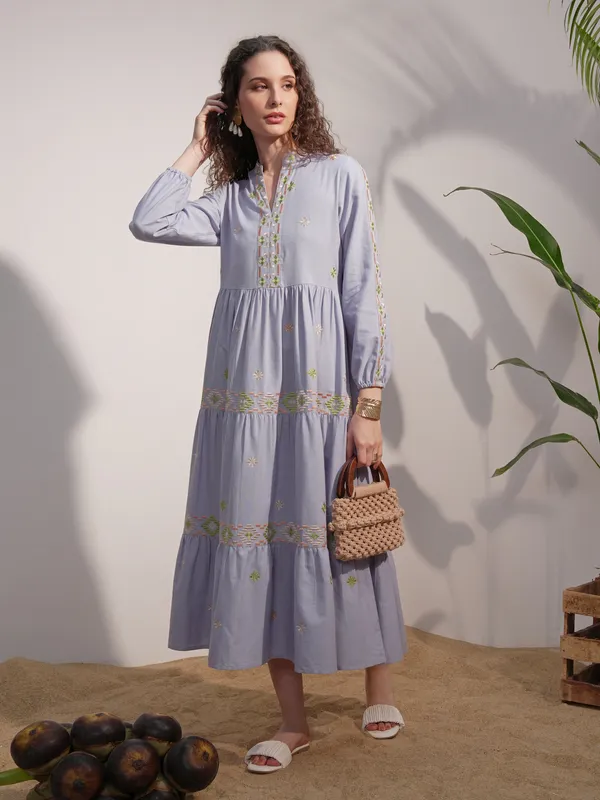 Embroidered A-Line Dress