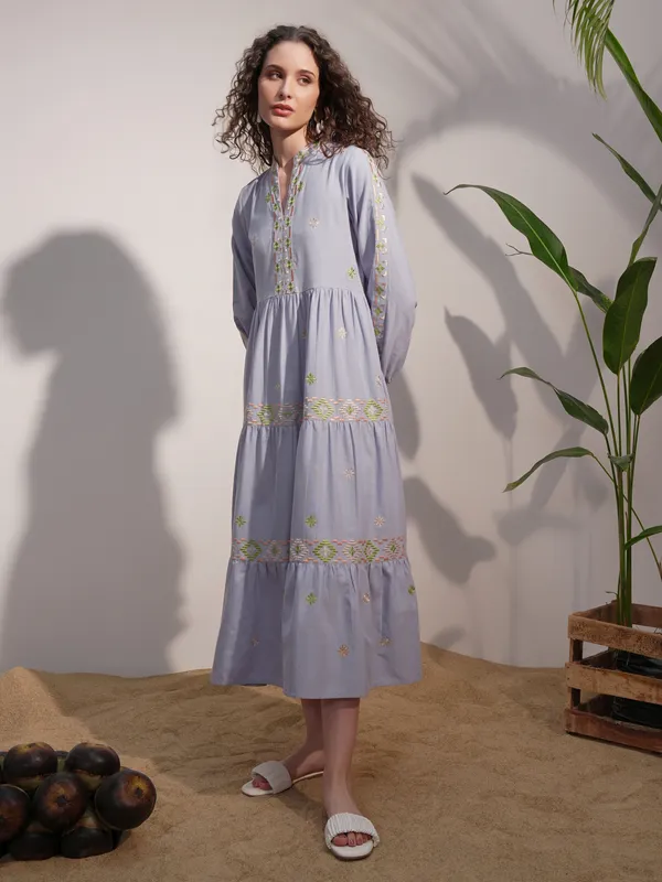 Embroidered A-Line Dress