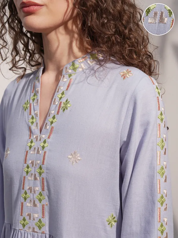 Embroidered A-Line Dress