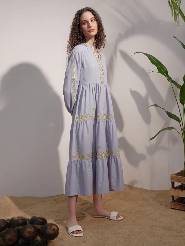 Embroidered A-Line Dress