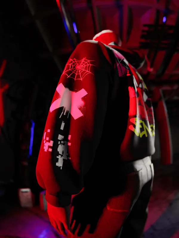 Marvel By Highlander Men Black Spider-Man Hooded Pullover Sweatshirt