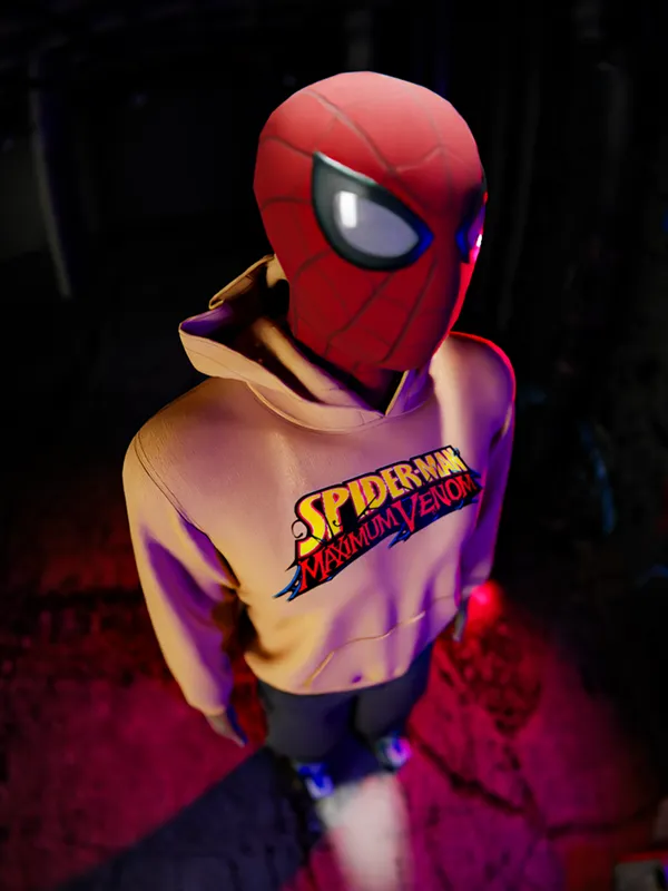 Marvel By Highlander Men Brown Spider-Man Hooded Pullover Sweatshirt