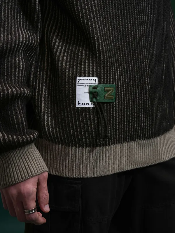 Highlander Men Black Round Neck Pullover Sweater