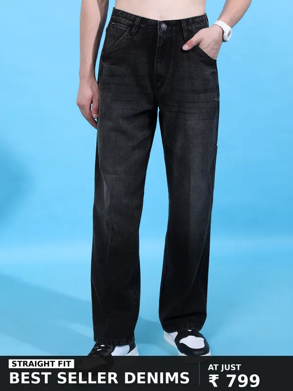 Highlander Men Black Straight Fit Jeans