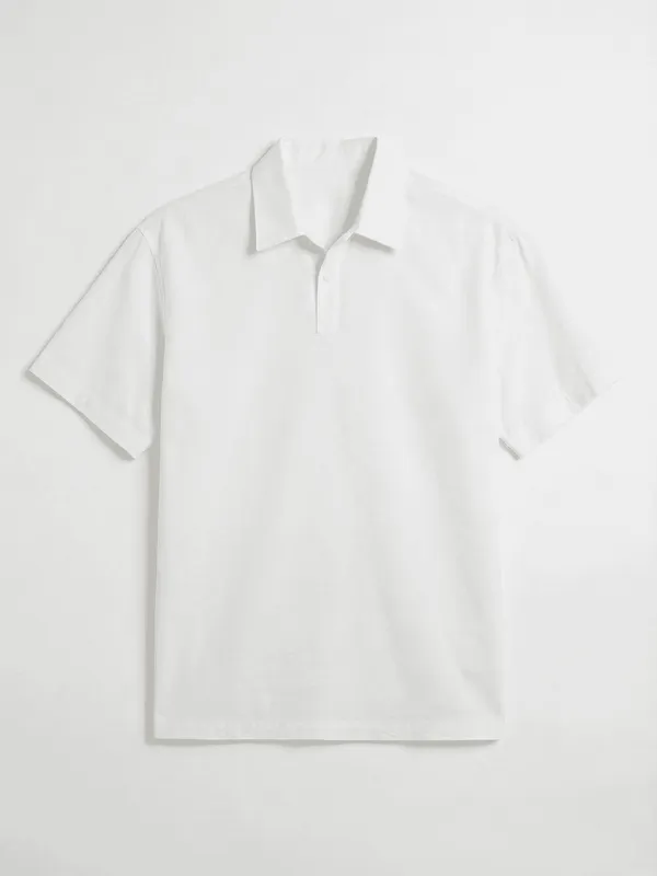 Highlander Men White Self Design Oversized Fit Casual Shirt