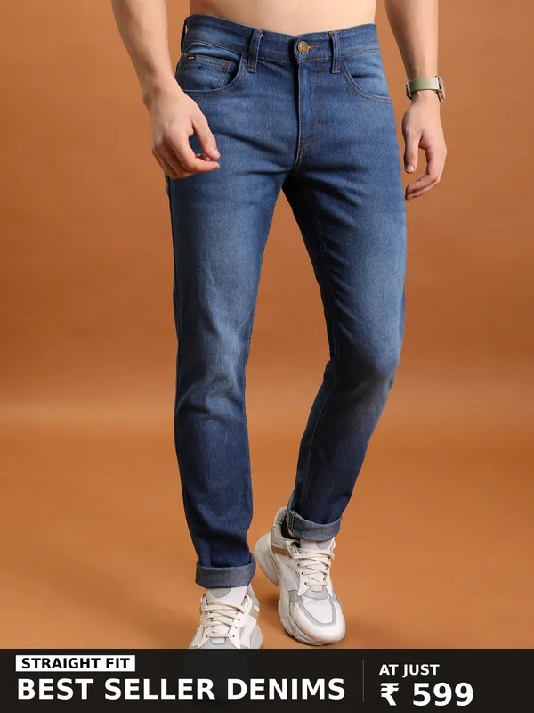 Highlander Men Blue Tapered Fit Stretchable Jeans