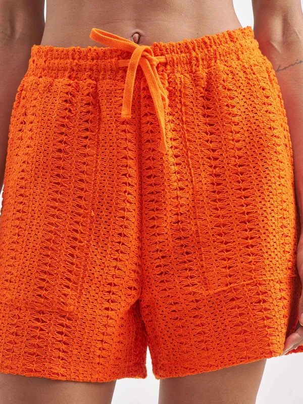 ESPYR By Tokyo Talkies Women Orange Shirt With Shorts Co-Ords