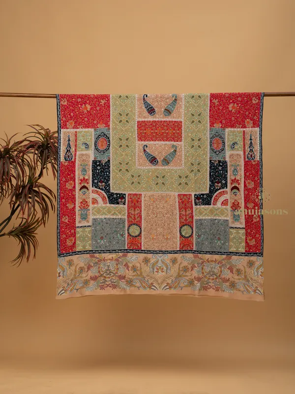 Handloom Pure Pashmina Shawl-Kalamkari