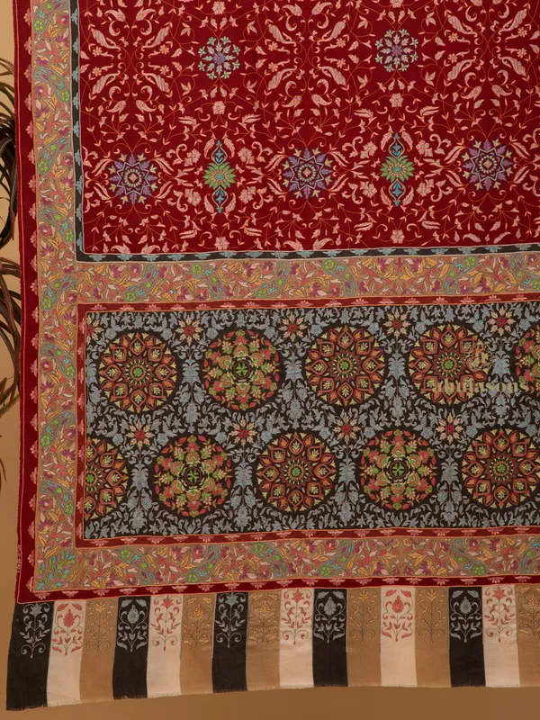 Handloom Pure Pashmina Shawl-Kalamkari