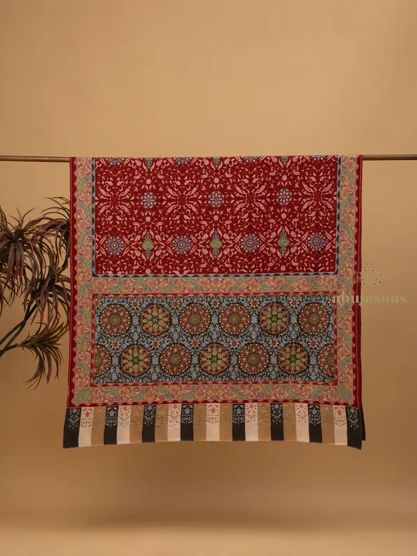 Handloom Pure Pashmina Shawl-Kalamkari