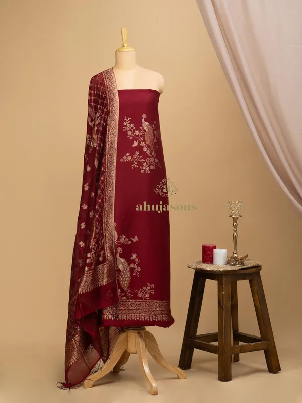 Cotton Silk Suit With Zari Weaving