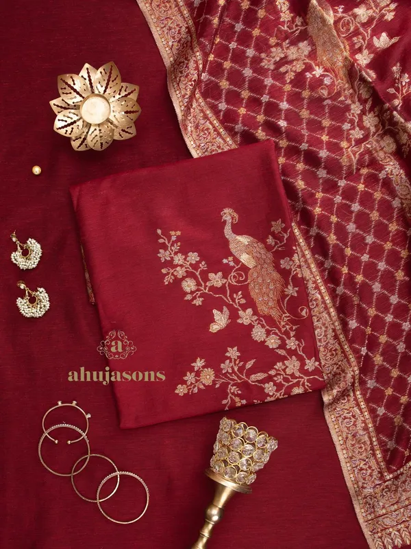 Cotton Silk Suit With Zari Weaving