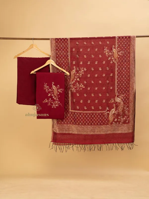 Cotton Silk Suit With Zari Weaving