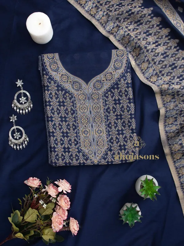 Cotton Silk Suit With Zari Weaving