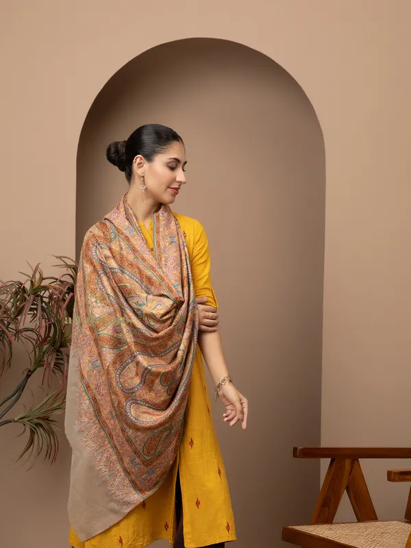 Handloom Pure Pashmina Shawl-Aabdar