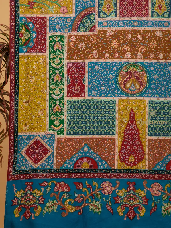 Handloom Pure Pashmina Shawl-Kalamkari