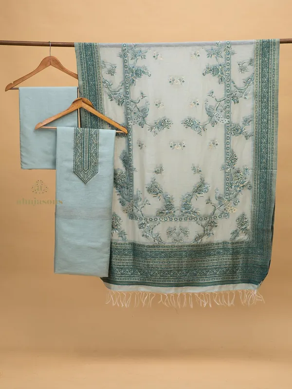 Cotton silk suit with zari weaving