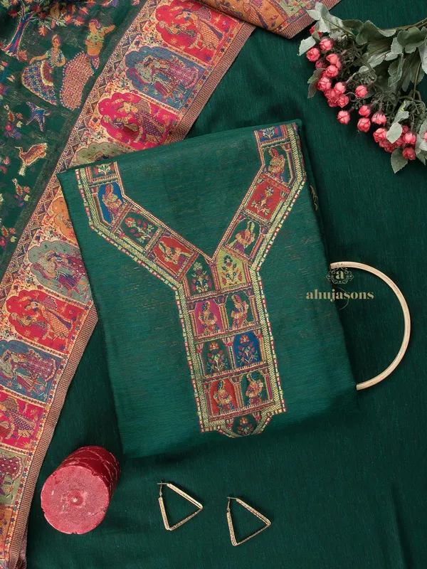 Silk Suit With Zari Weaving