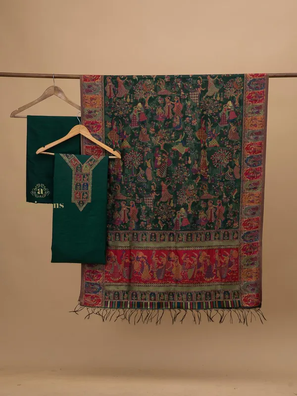 Silk Suit With Zari Weaving