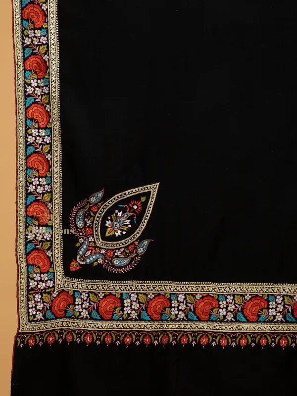 Handloom Pure Pashmina Shawl-Border Embroidery