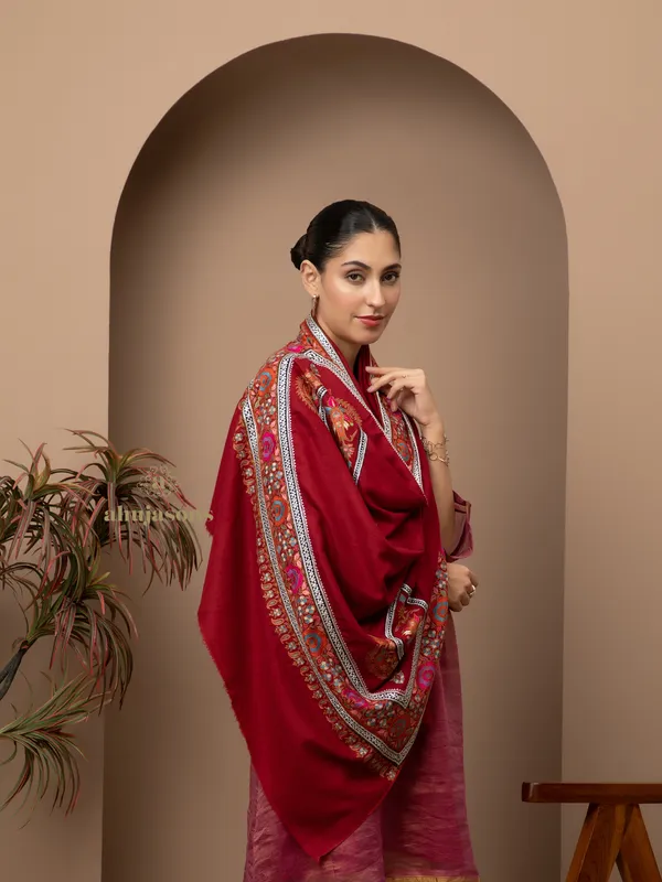 Handloom Pure Pashmina Shawl-Border Embroidery