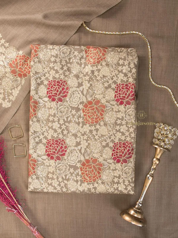 Unstitched Woolen Suit With Aari Embroidery