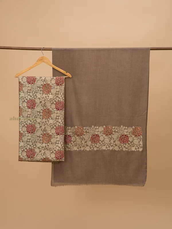 Unstitched Woolen Suit With Aari Embroidery