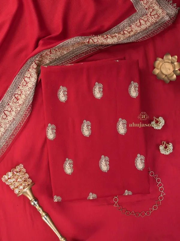 Unstitched Woolen Suit With Aari Embroidery