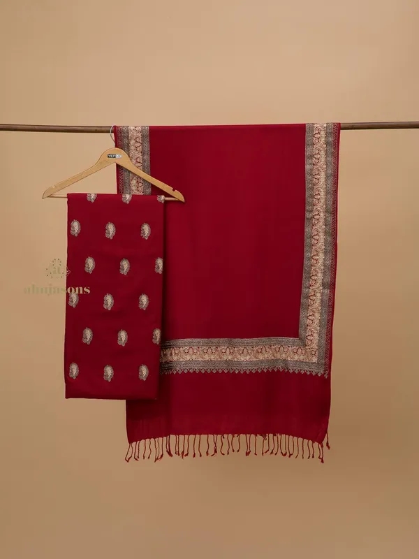 Unstitched Woolen Suit With Aari Embroidery