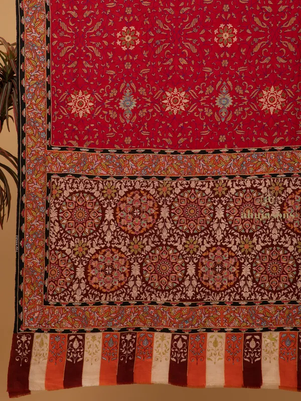 Handloom Pure Pashmina Shawl-Kalamkari