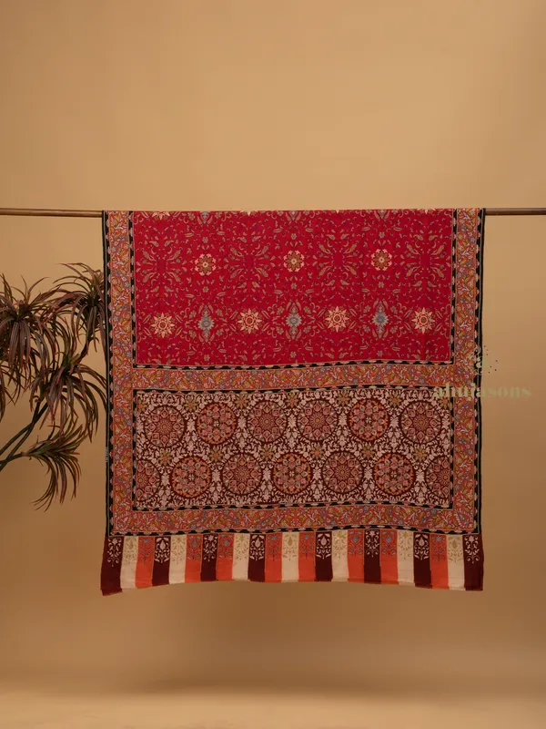 Handloom Pure Pashmina Shawl-Kalamkari