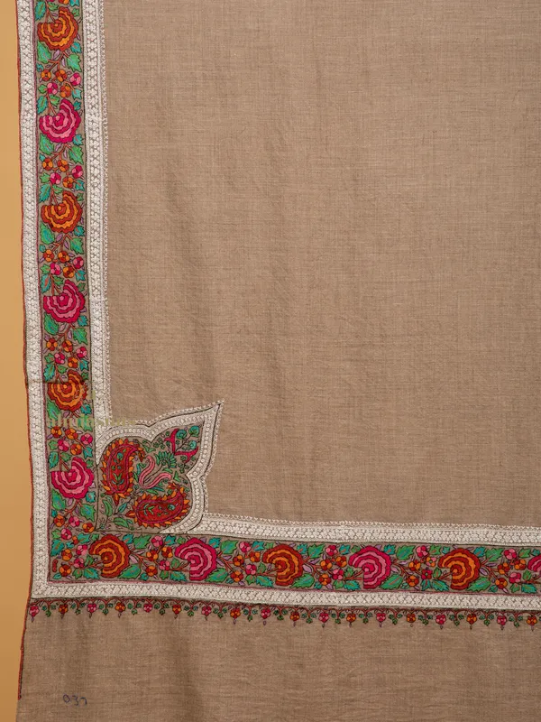 Handloom Pure Pashmina Shawl-Border Embroidery