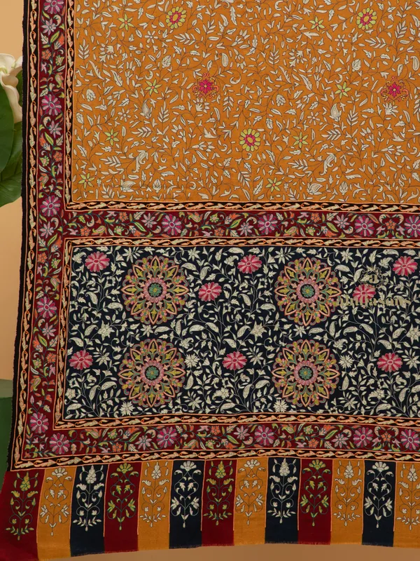 Handloom Pure Pashmina Shawl-Kalamkari