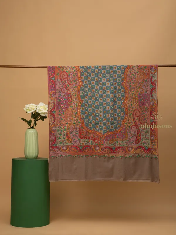 Handloom Pure Pashmina Shawl-Gulabdaar