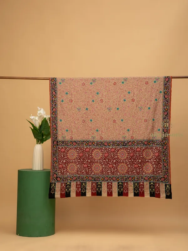 Handloom Pure Pashmina Shawl-Kalamkari