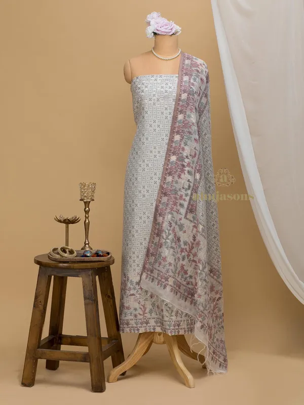 Cotton silk suit with zari weaving