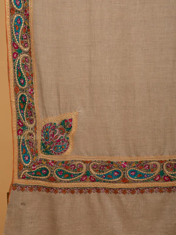 Handloom Pure Pashmina Shawl-Border Embroidery